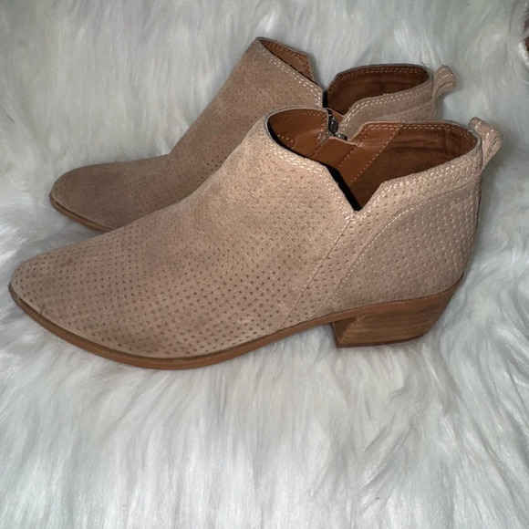 Franco Sarto Tan Ankle Booties with Perforated Design - Picture 2 of 9